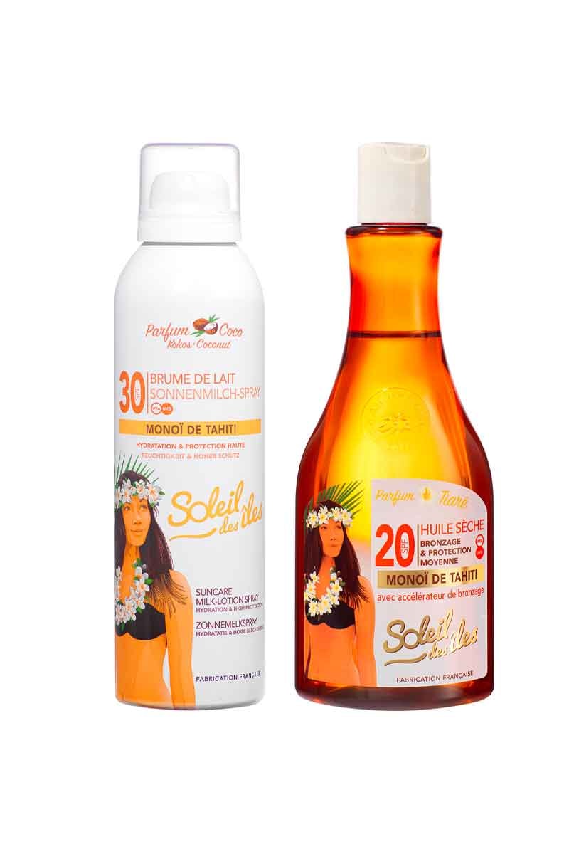 Brume huile sèche & brume protectrice - Parfum des îles & lait de coco SPF 20 & 30 - 2 x 150 ml