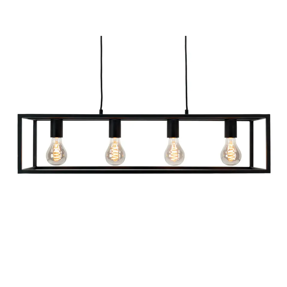 EGLO Eldrick Hanglamp - 4xE27 - 85 cm - industrieel - Staal - Zwart