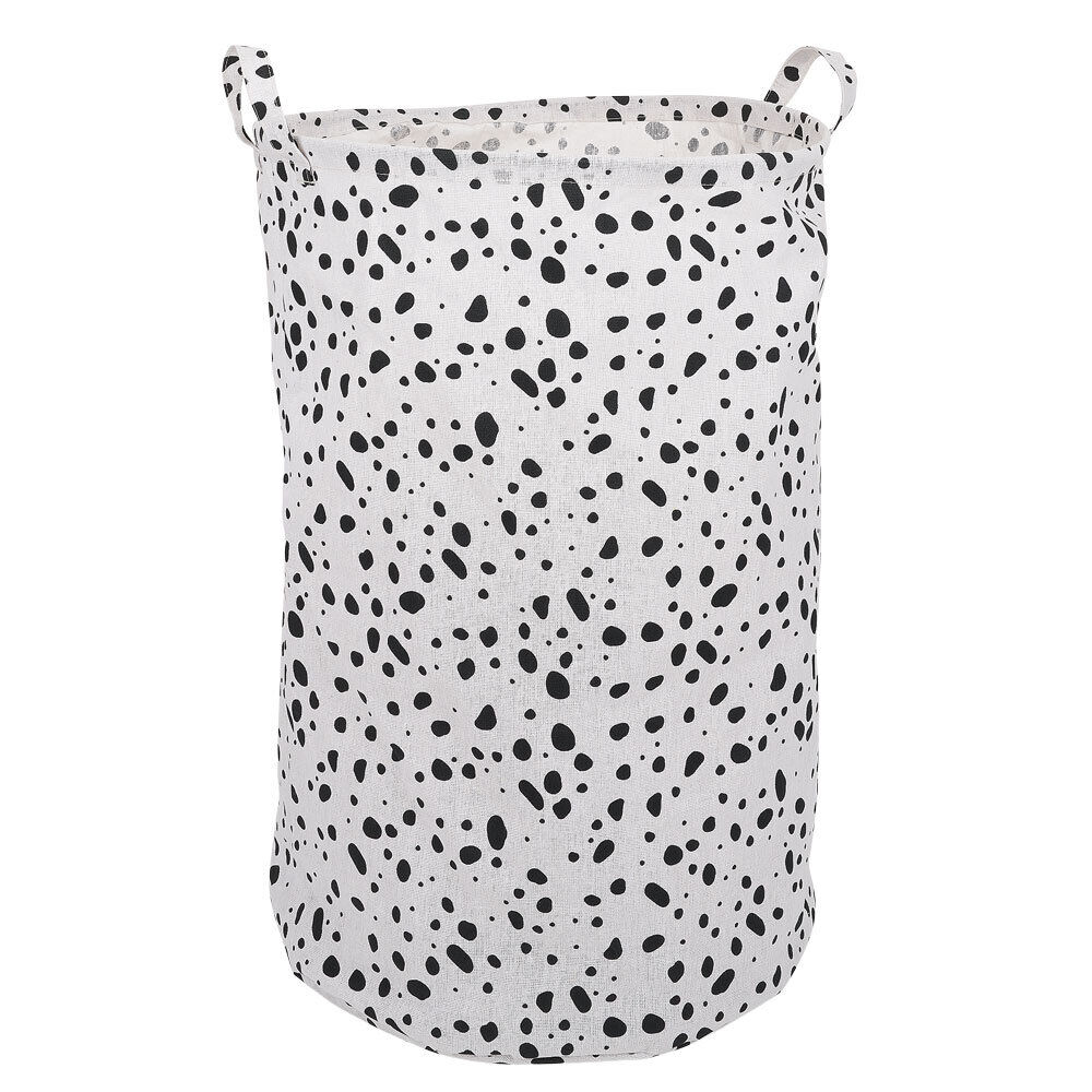 Panière à linge 75L blanc tacheté noir Ø40xH60cm