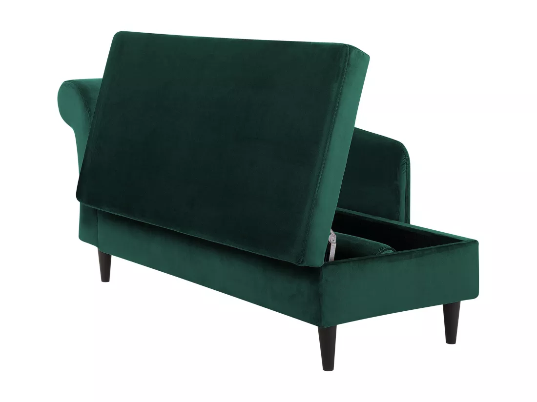 Chaise longue côté droite en velours vert LUIRO