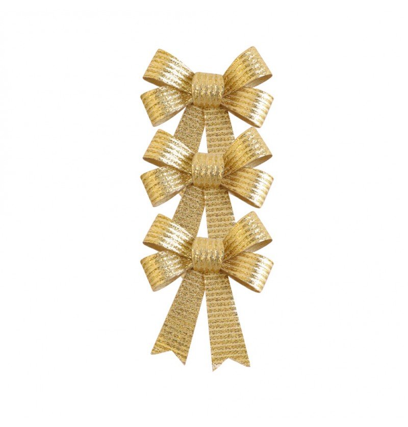Gouden Strik Glitters Strepen 10cm 3st