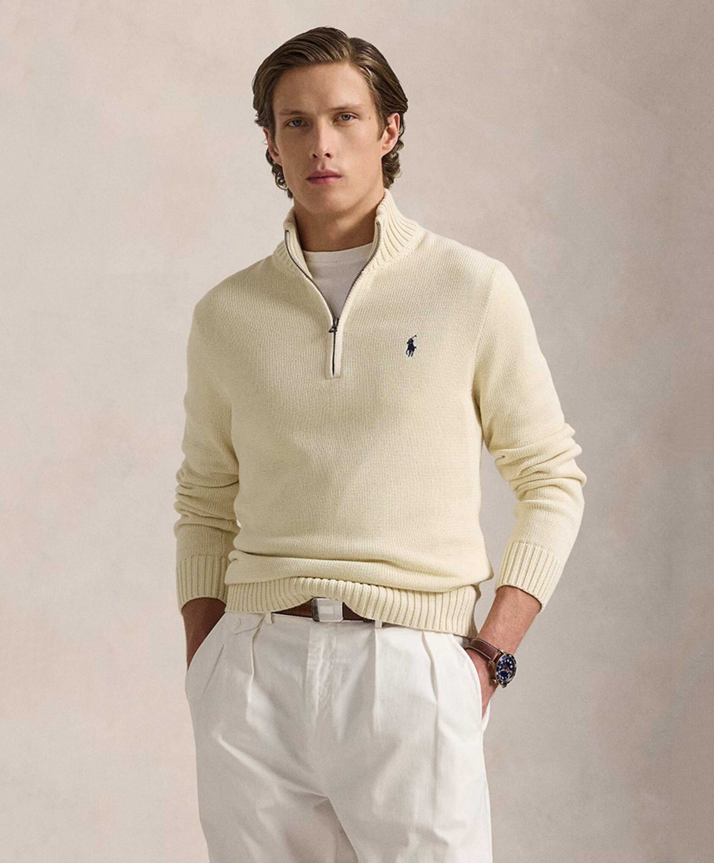 Ralph Lauren Heren trui met rits ecru