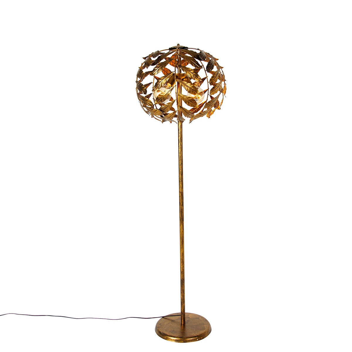 QAZQA - Klassieke I Antieke Vintage Vloerlamp I Staande Lamp I Lamp I Lamp Antiek Goud I Messing 45 cm 2-Lichts - Linde I Woonkamer - Staal Langwerpig - LED Geschikt E27