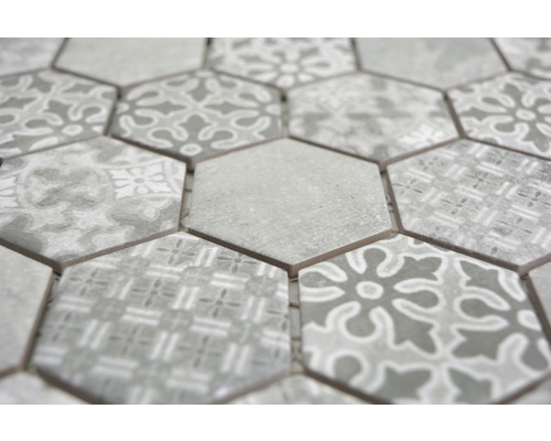 Keramisch mozaïek HX Curio G Hexagon curio 32,5x28,1 cm grijs