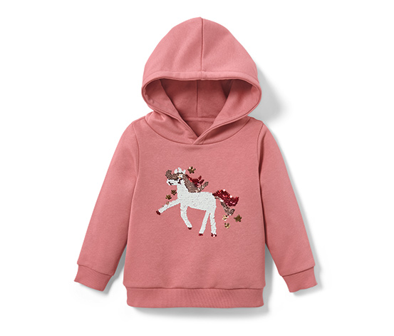 Kinder-Sweatshirt mit Wendepailletten, Einhorn oder Print (Gr. 86/92)