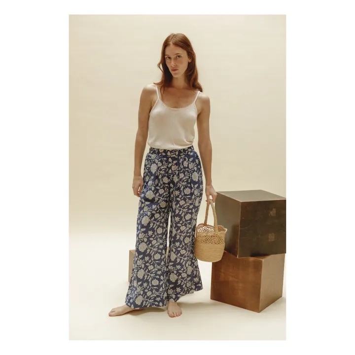Emile et Ida Pantalon Zevrine Fleurs - Collection Femme | Bleu