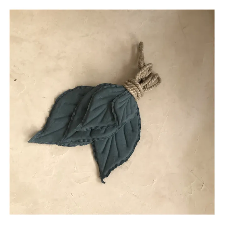 Ila y Ela Guirlande décorative Feuilles en lin | Bleu