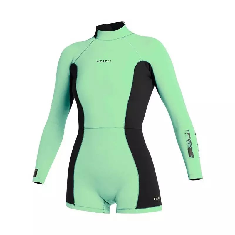 Combinaison shorty femme MYSTIC Lunar BK Longarm 2/2mm Bzip Lime Green