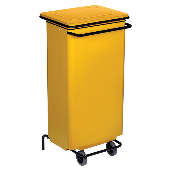 Conteneur mobile jaune à pédale avec prise frontale 110 litres