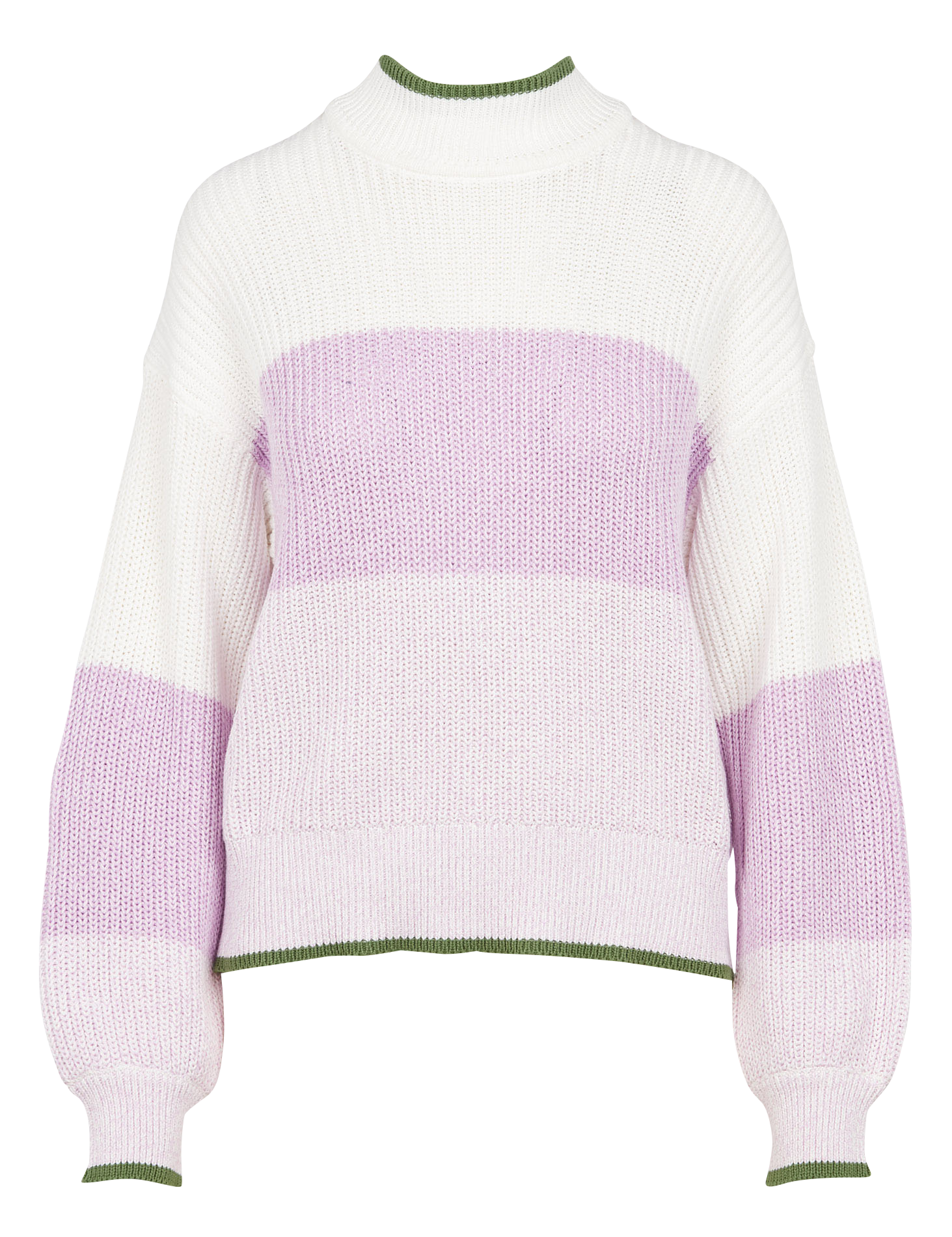 MANOLA - Pull col montant rayé en coton bio| Multicolore
