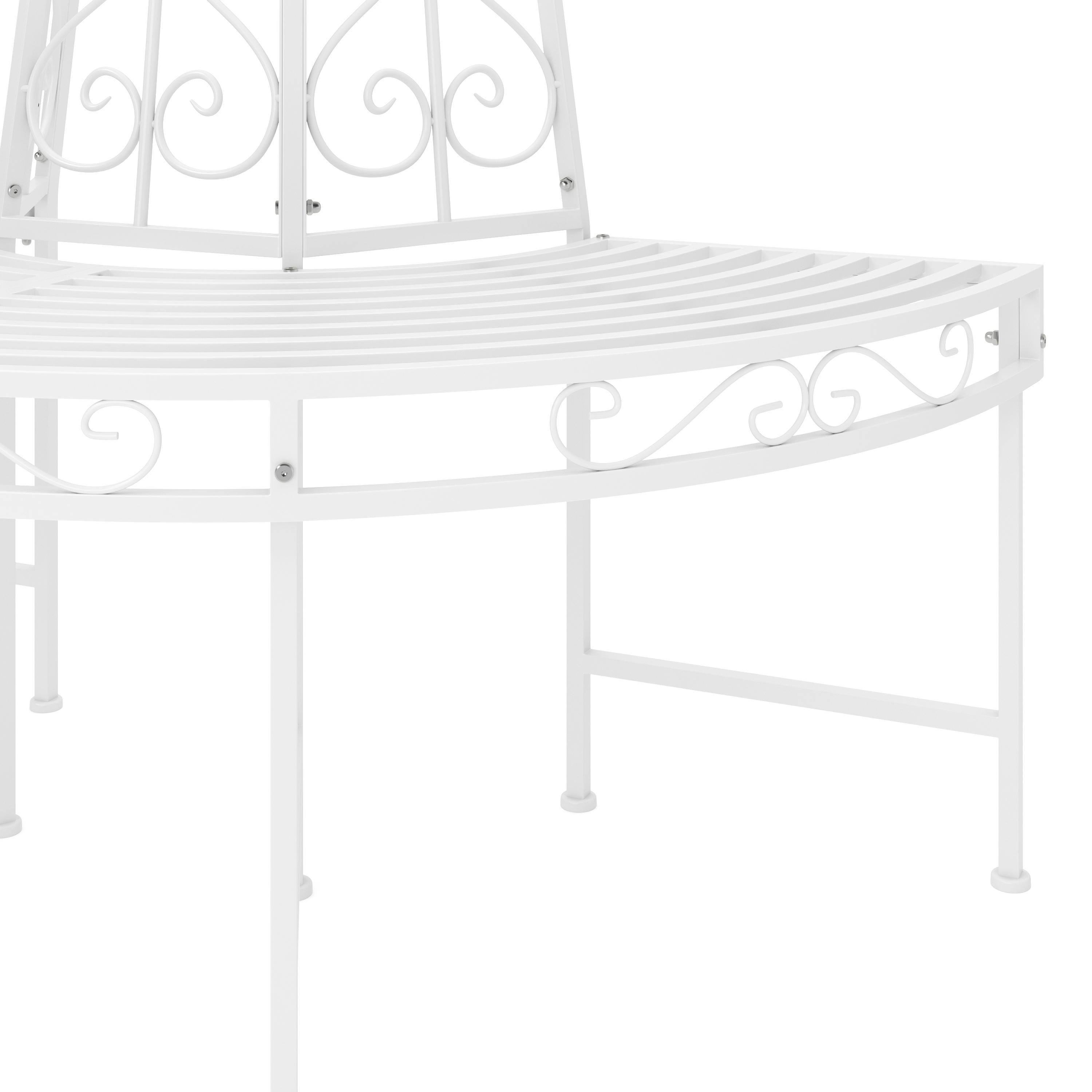 Gartenbank halbrund mit Rückenlehne LISE 124 cm weiss