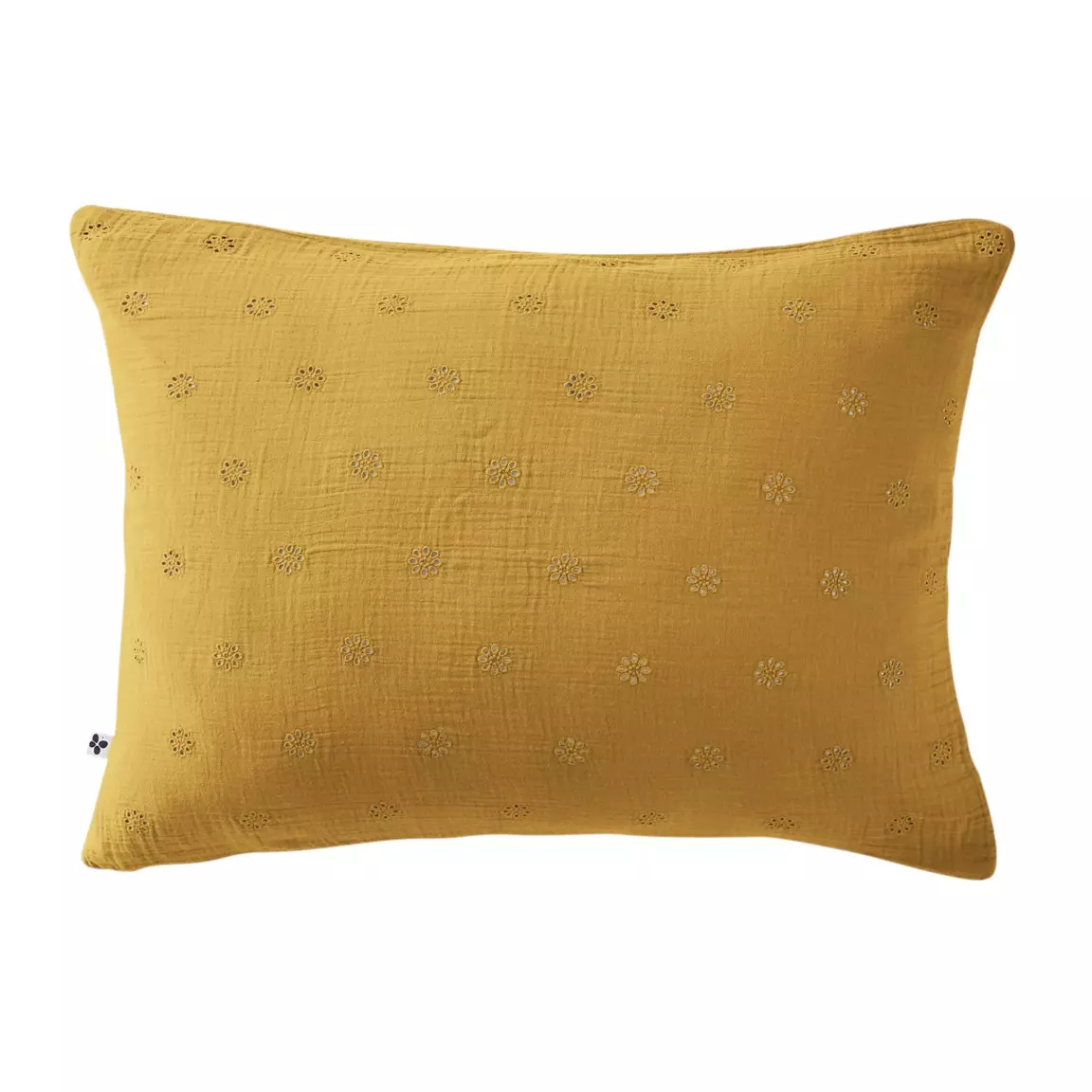 Taie d'oreiller rectangulaire gaze de coton (50 x 70 cm) Gaïa Boho Jaune safran