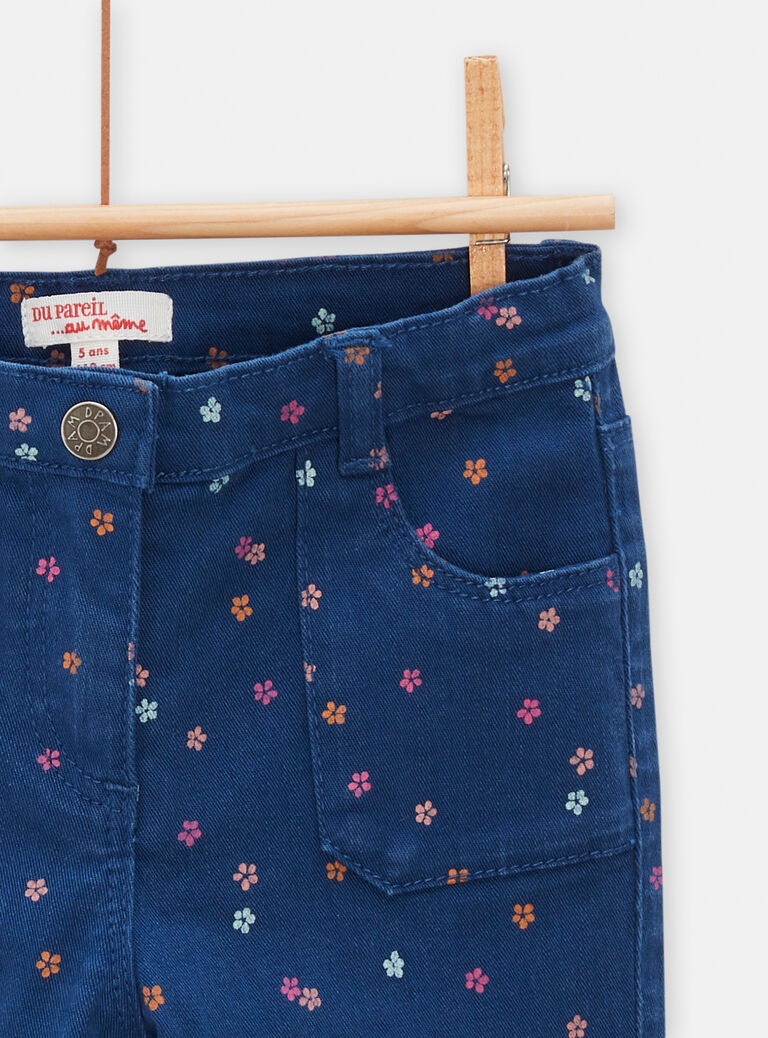 Jean à motif fleuri écru pour fille