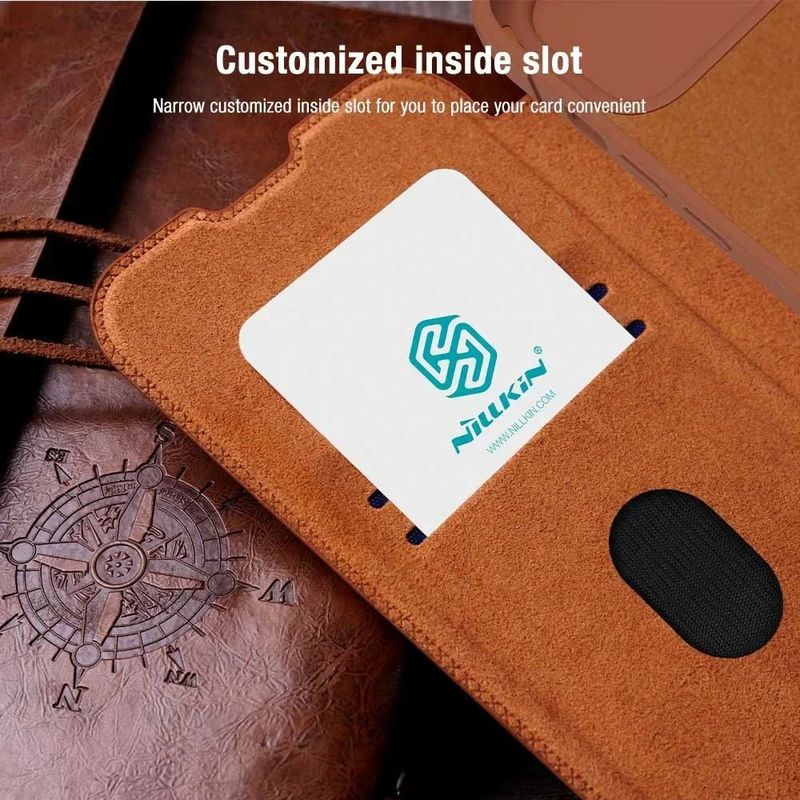 Nillkin - Qin Pro - Hoesje - Zwart - Book Case voor iPhone 15 Plus