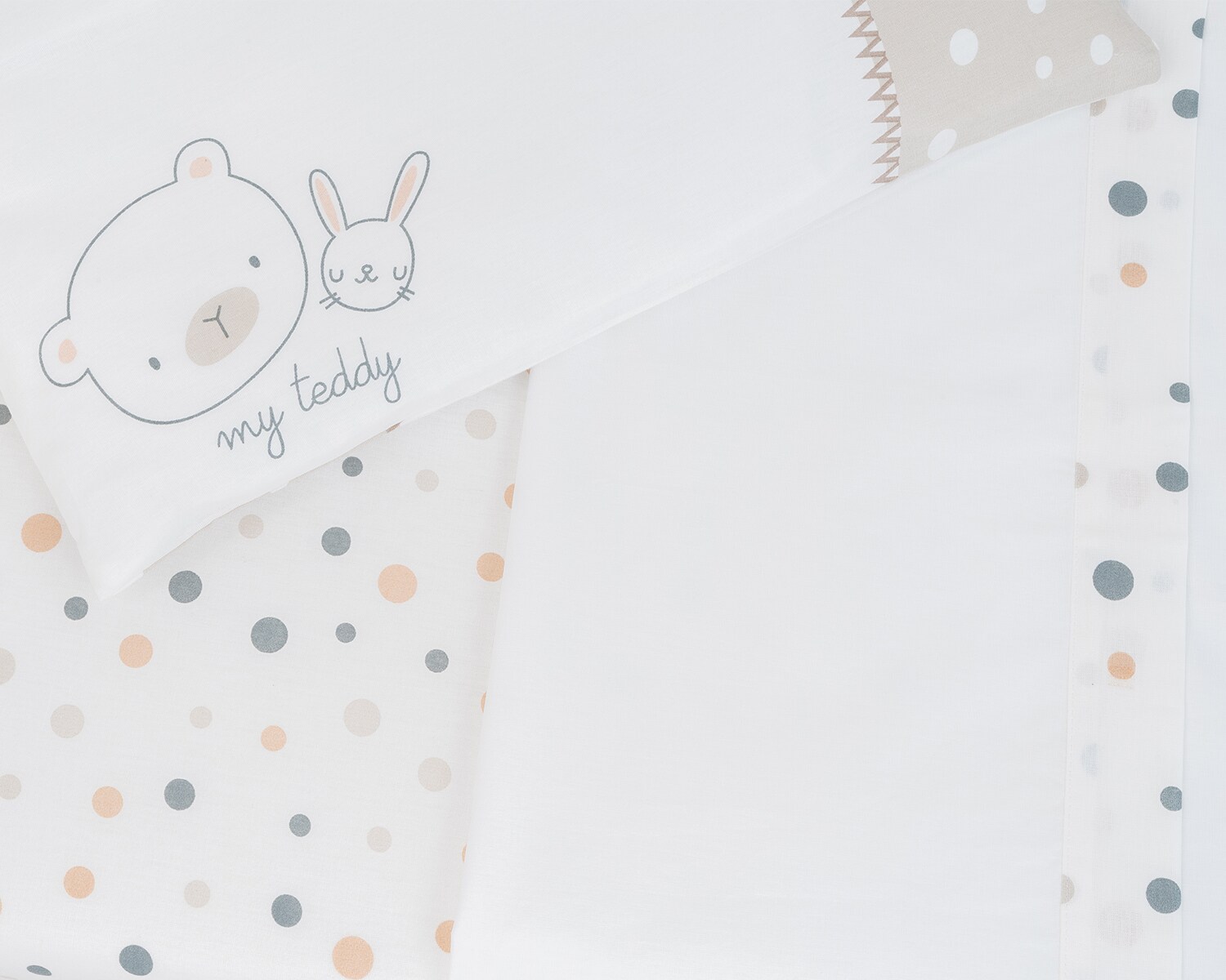 Kikkaboo Bettwäsche My Teddy 3-teilig Decke 135 x 95 cm Kissen 45 x 35 cm Laken weiß