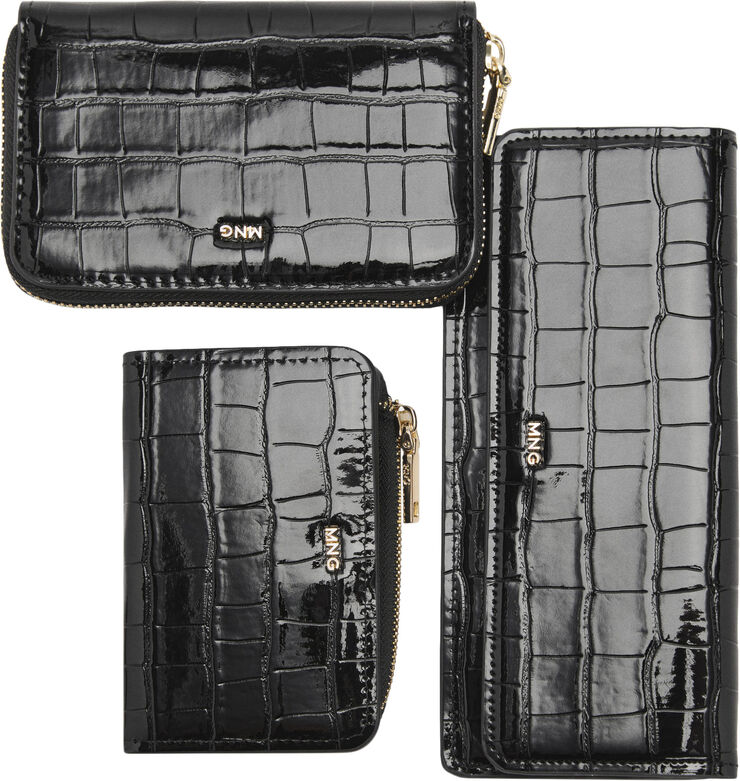 MANGO Crocodile-effect purse Black
