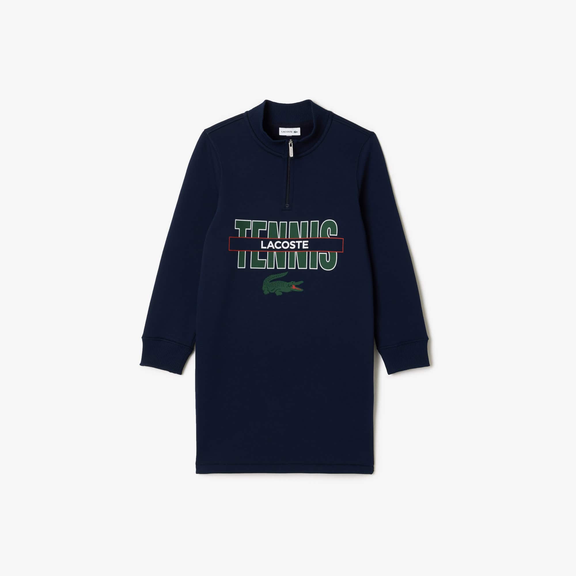 Robe sweatshirt imprimé Tennis en coton Pantalons & Robes - Bleu - Lacoste - Fille