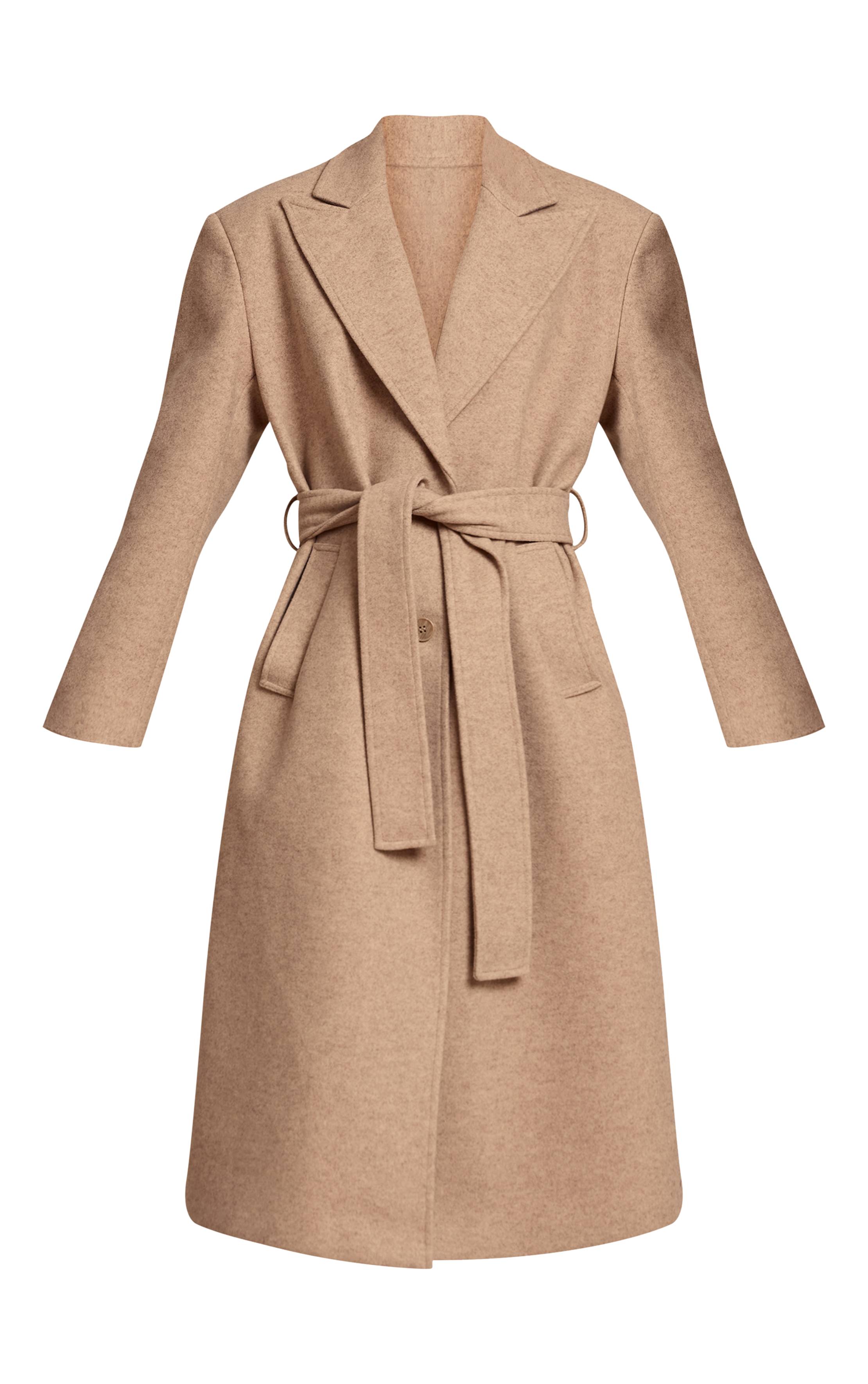 Avoine Manteau Long En Laine Aspect Avoine À Simple Boutonnage Avec Ceinture À Nouer