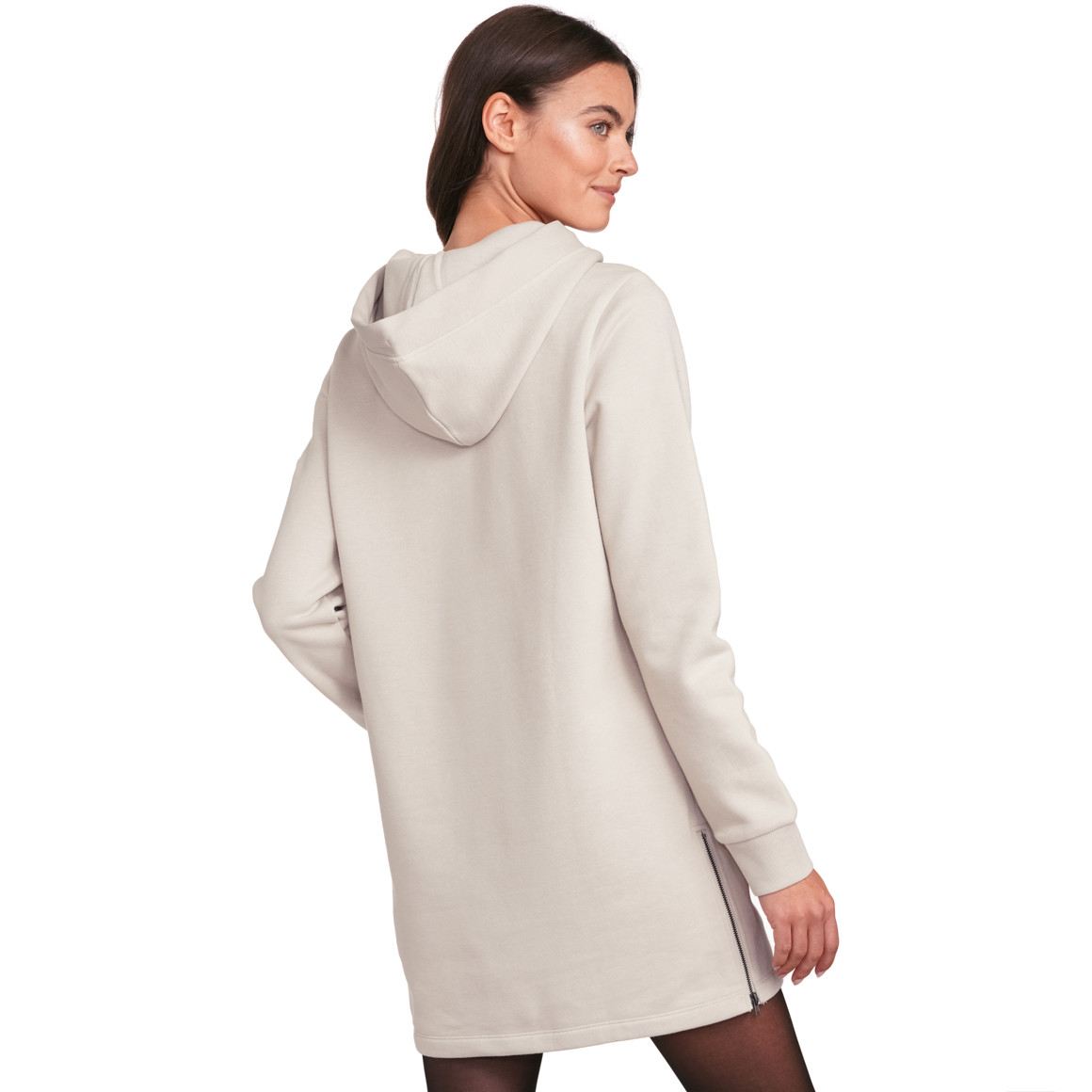 Gina Damen Sweatkleid mit Kapuze creme