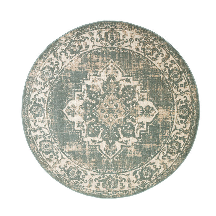 Rond vintage vloerkleed - Spring Medaillon Groen/Creme