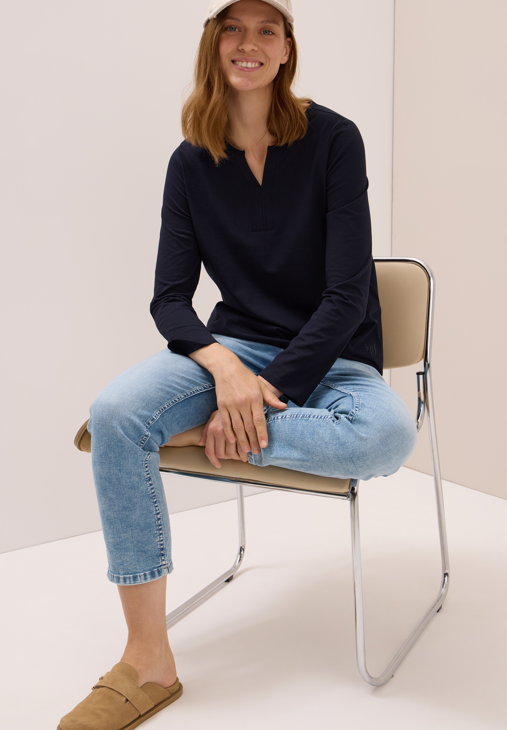 Cecil Tunikashirt , Split Neck, unifarben