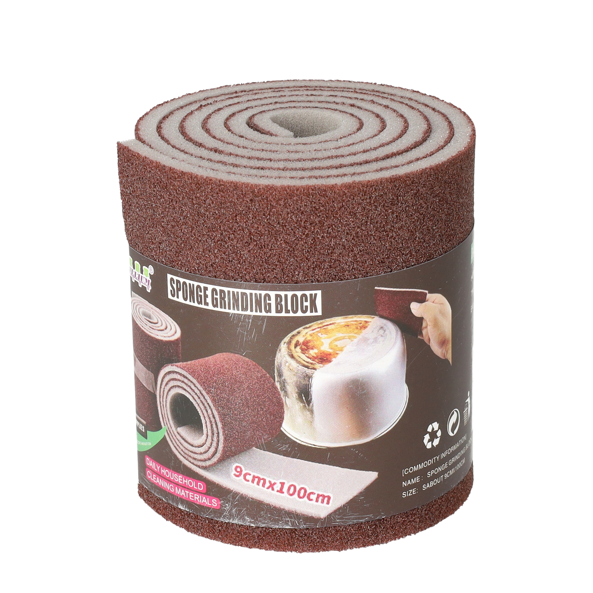 (9x100cm) Küchen Scheuer Schwamm Rost Reinigungs Schrubber Zuschneidbarer Schmirgelschwamm Fleckenentferner Pad für Töpfe / Waschbecken / Geschirr