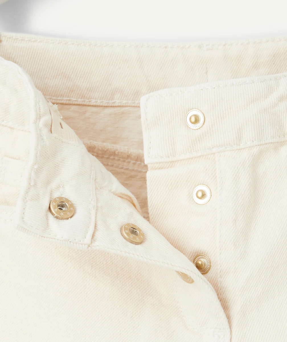 SHORT TAILLE HAUTE FILLE EN DENIM LESS WATER ÉCRU