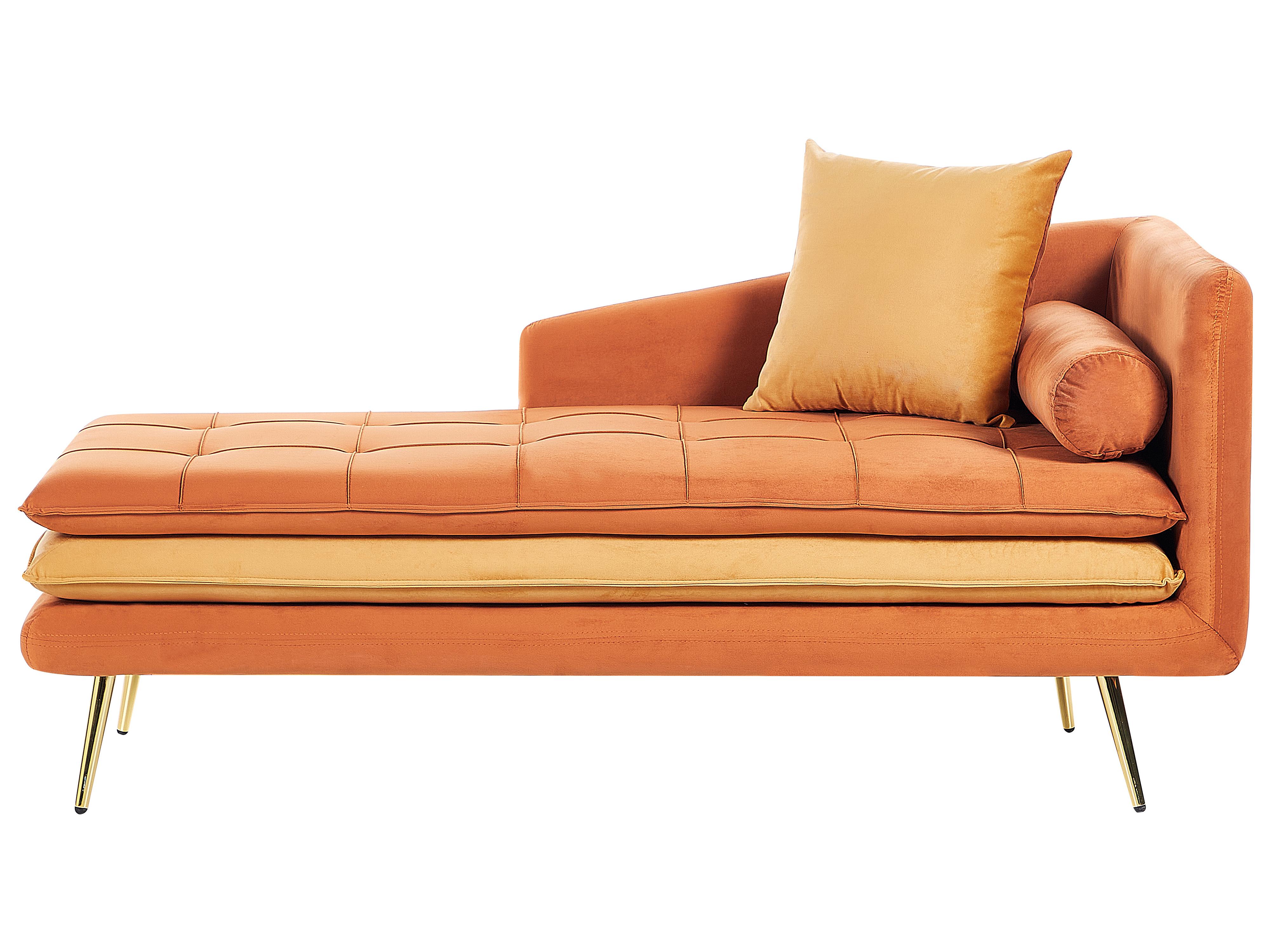 Rechtszijdige chaise longue GONESSE Fluweel Oranje