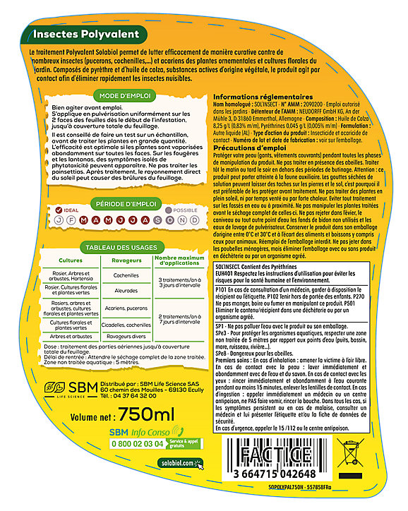 Traitement insectes polyvalent Solabiol 750ml