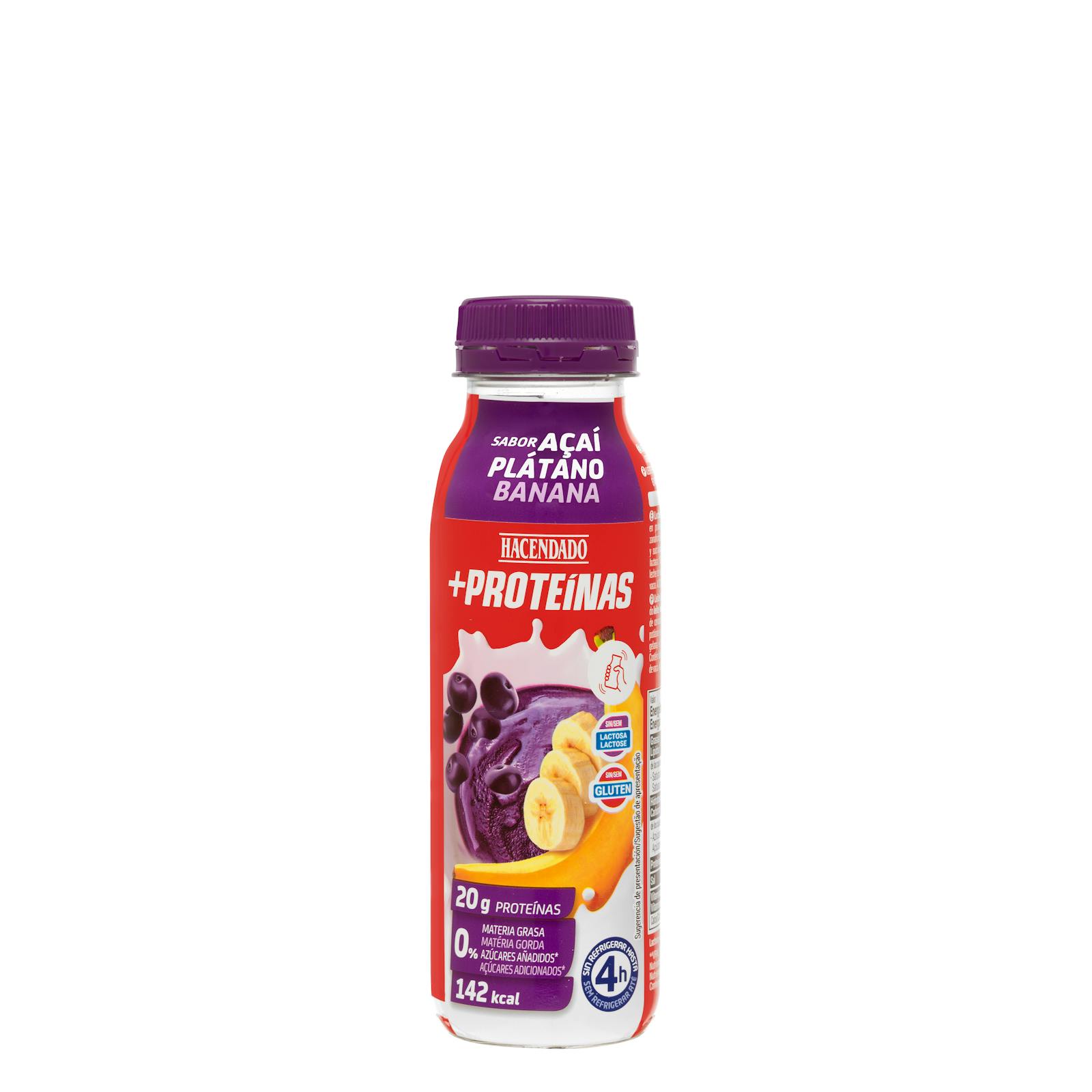 Boisson au lait écrémé Hacendado + Protéines Saveur Açaï Banane 0% mg 20 g Protéines