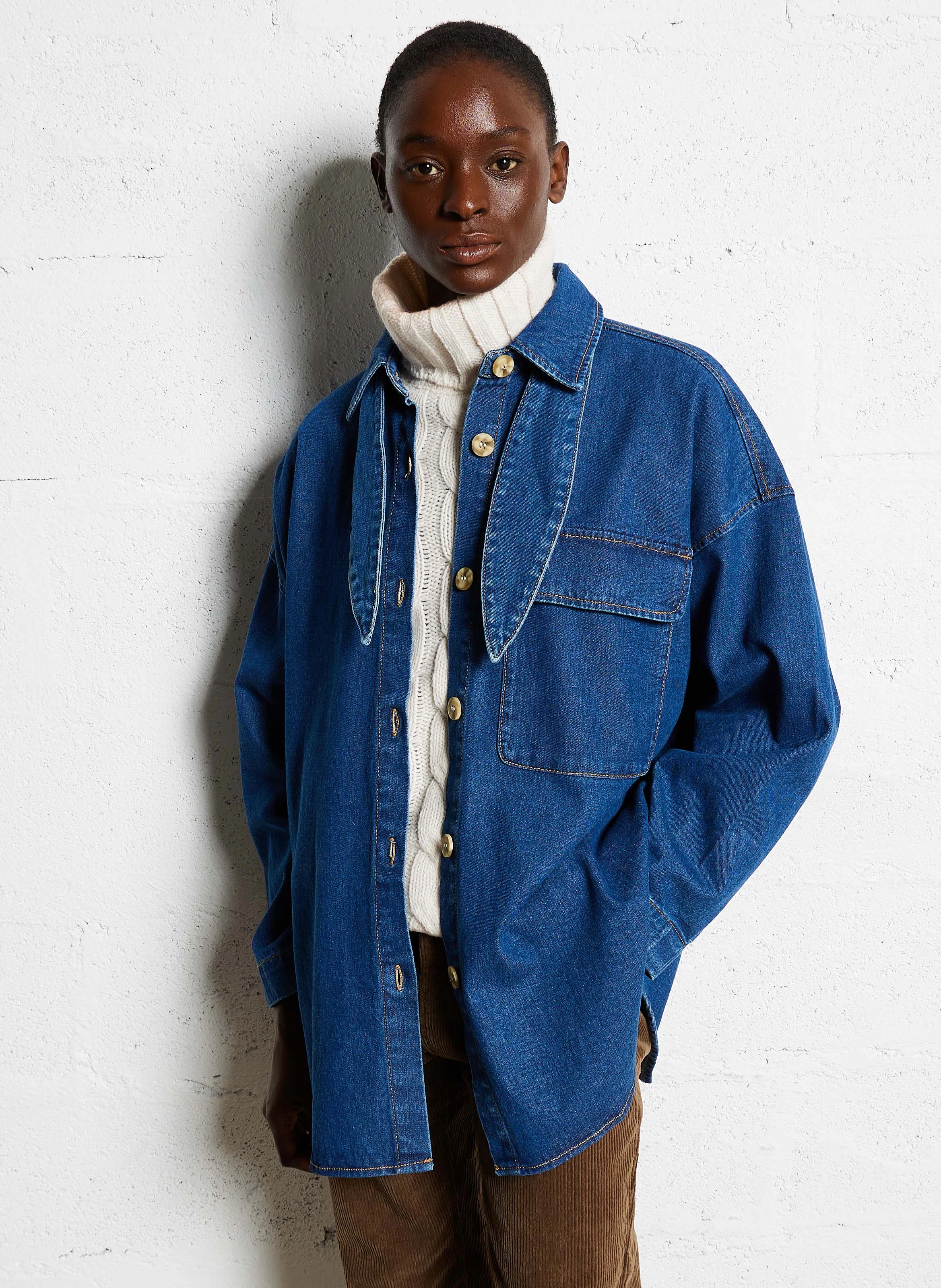 KIMMI - Chemise ample en jean| Bleu