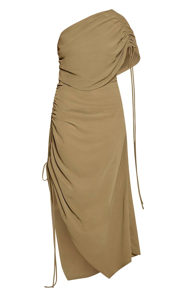 Vert Robe Moulante À Détail Drapé Asymétrique