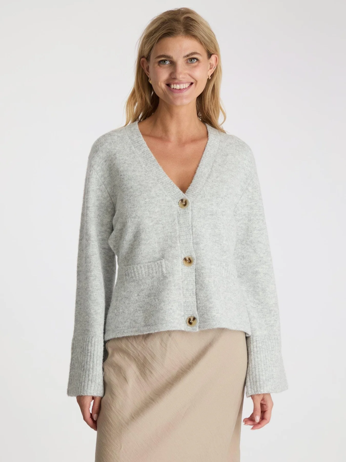 Neo Noir Pixie Knit Cardigan light grey melange