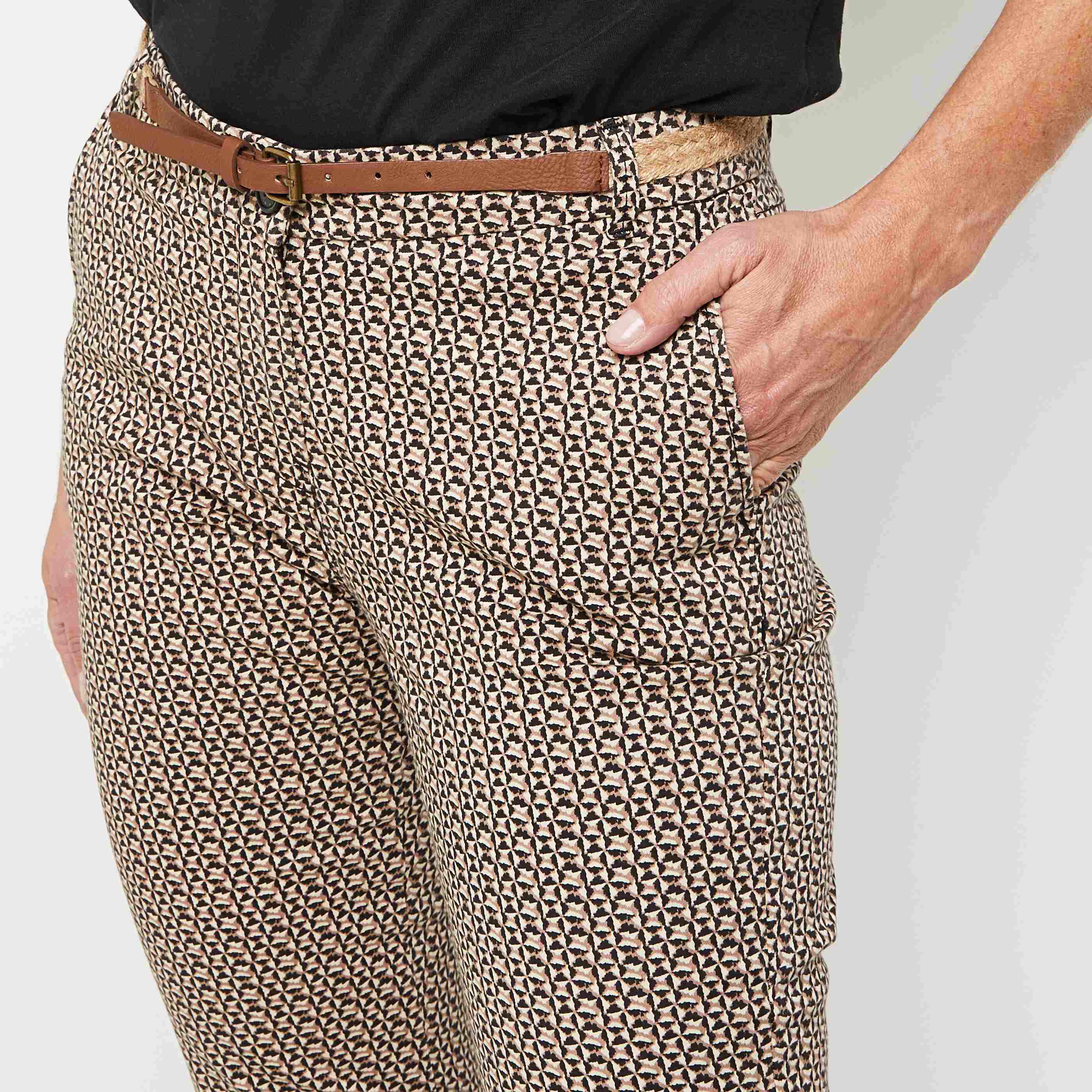 Pantalon imprimé femme - MARRON