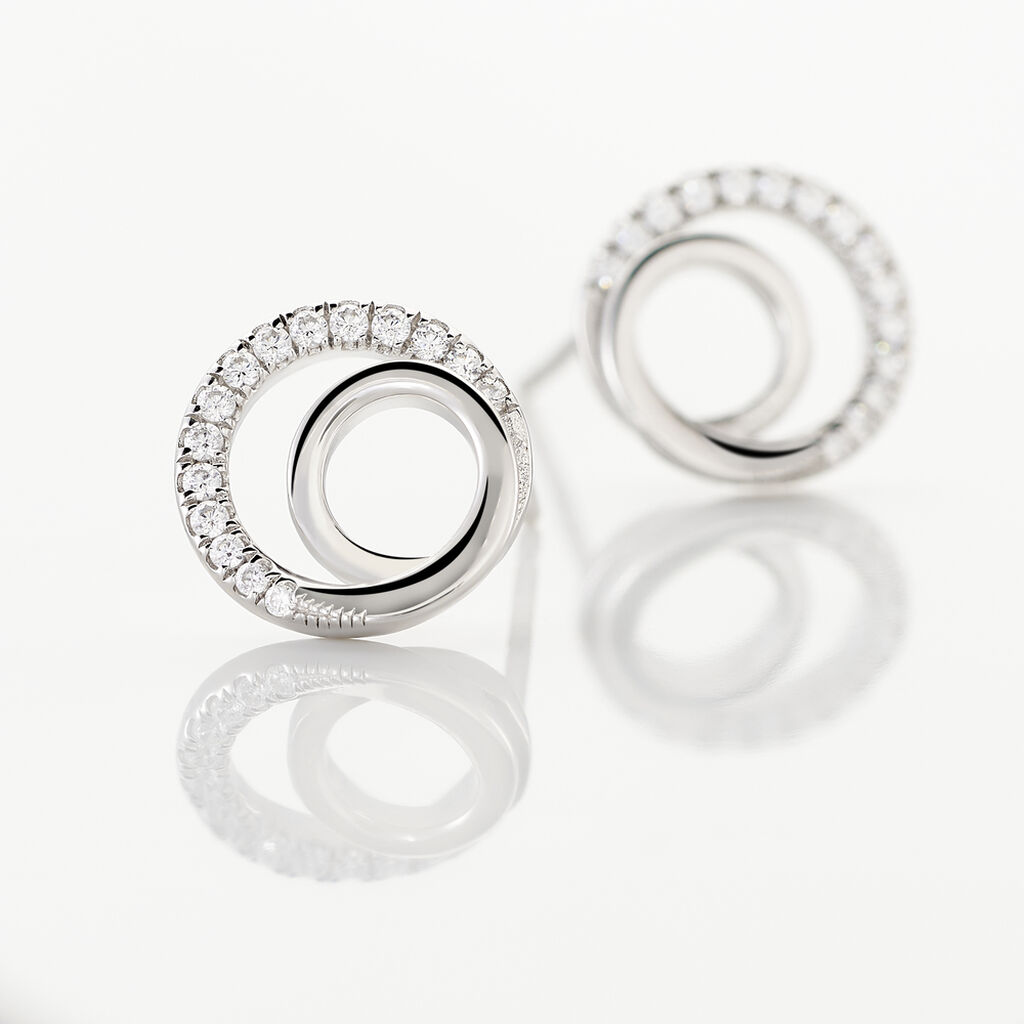 Boucles D'oreilles Puces Eliseum Argent Blanc Oxyde De Zirconium