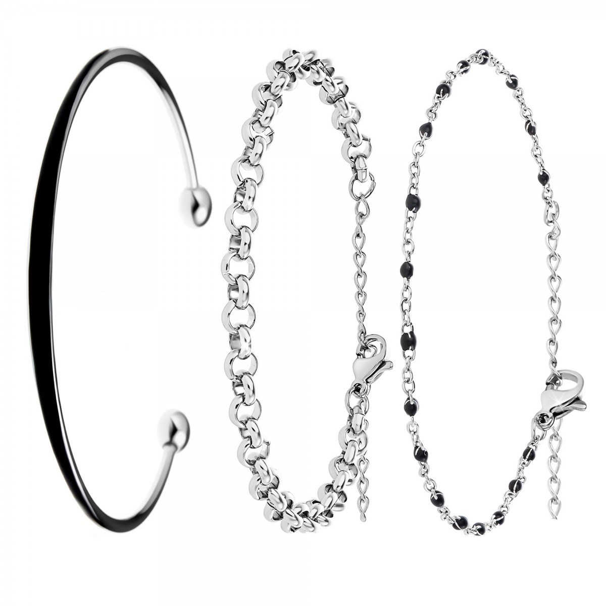 Lot de 3 bracelets SC Bohème en Laiton Rhodié argenté