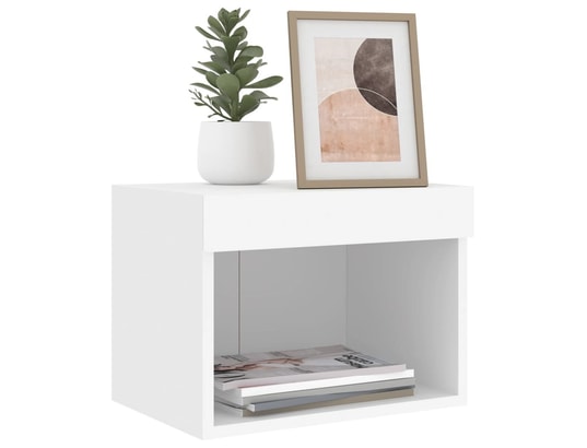 VIDAXL - Table de chevet murale avec lumières led blanc