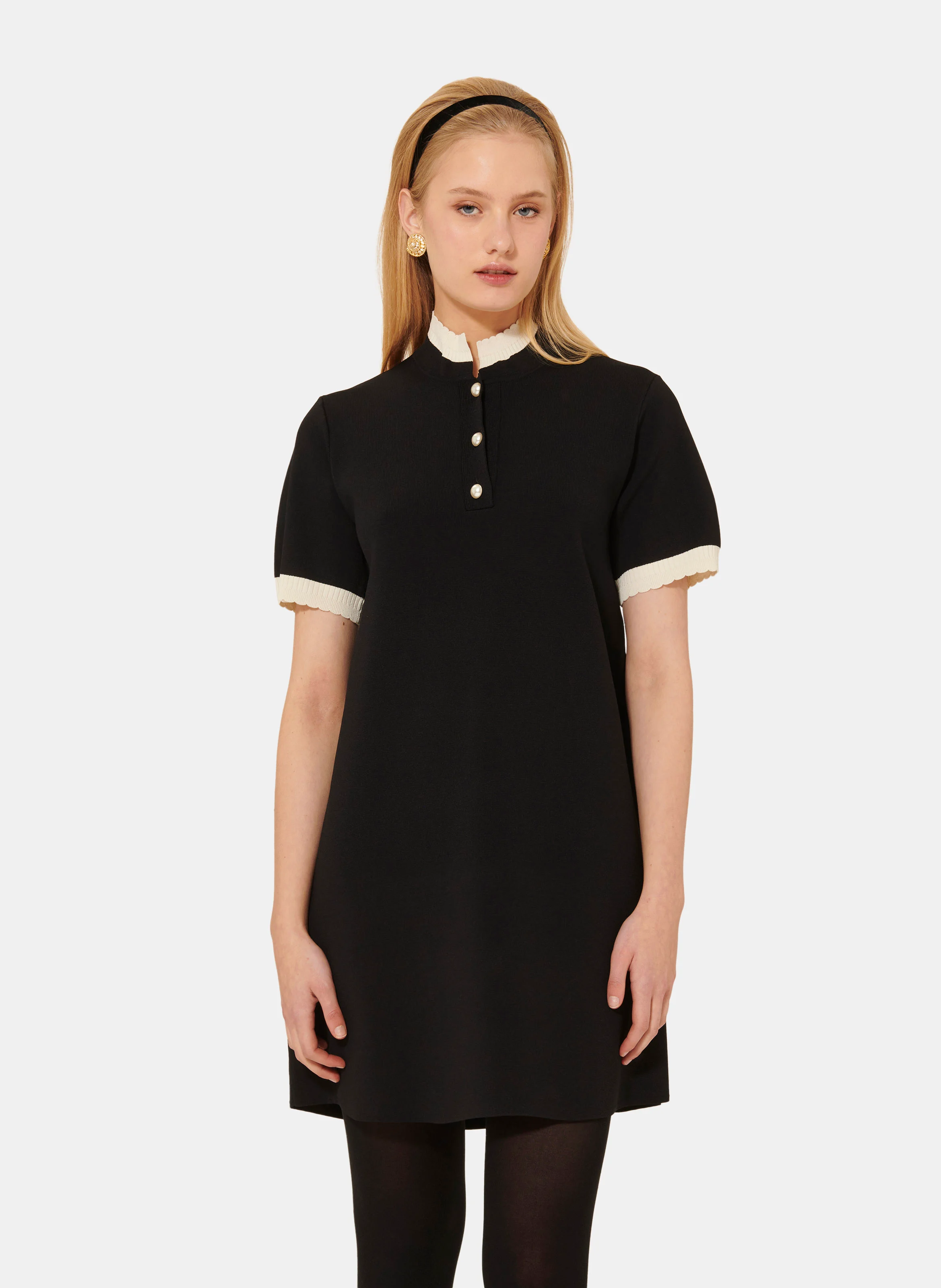 ROSANE - Robe courte col montant | Noir