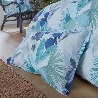 Linge de lit percale feuillage exotique