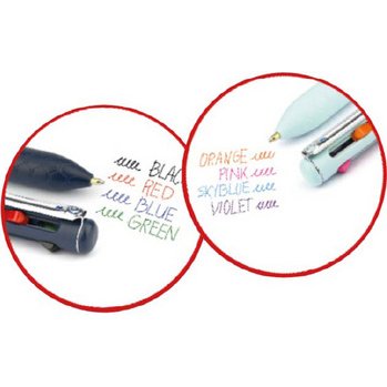 Stylo-bille pentel 4 couleurs izee retractable pointe large 1mm clip metal corps blanc
