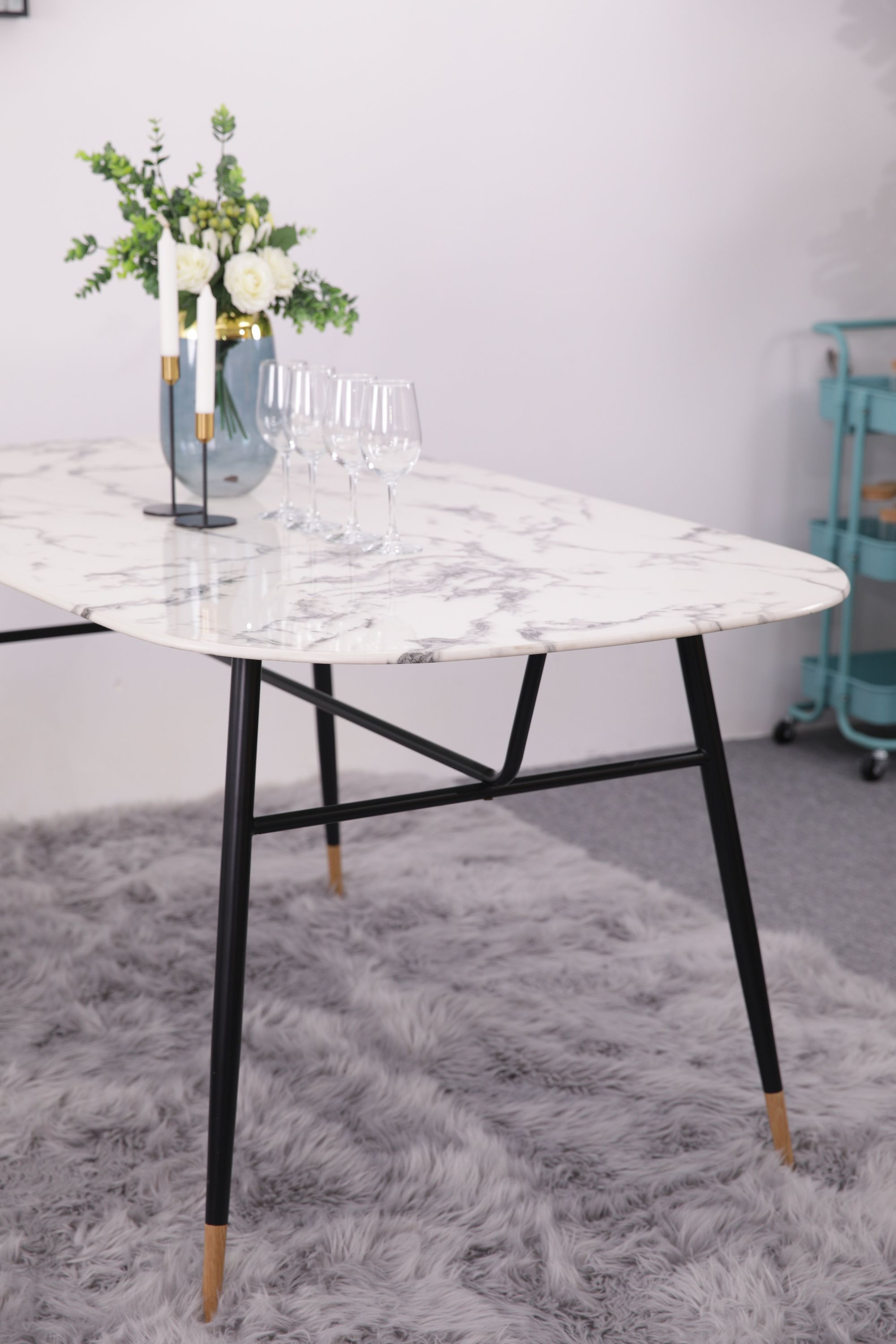 Tisch 160x90 Glastisch Marmoroptik Küchentisch Speisetisch Esstisch Esszimmer