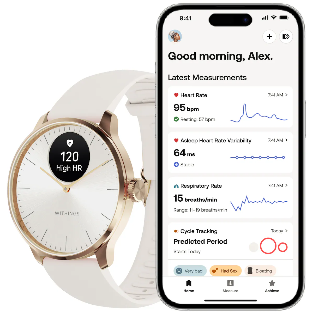 Withings ScanWatch Light hybrid smartklokke 37mm (roségull)