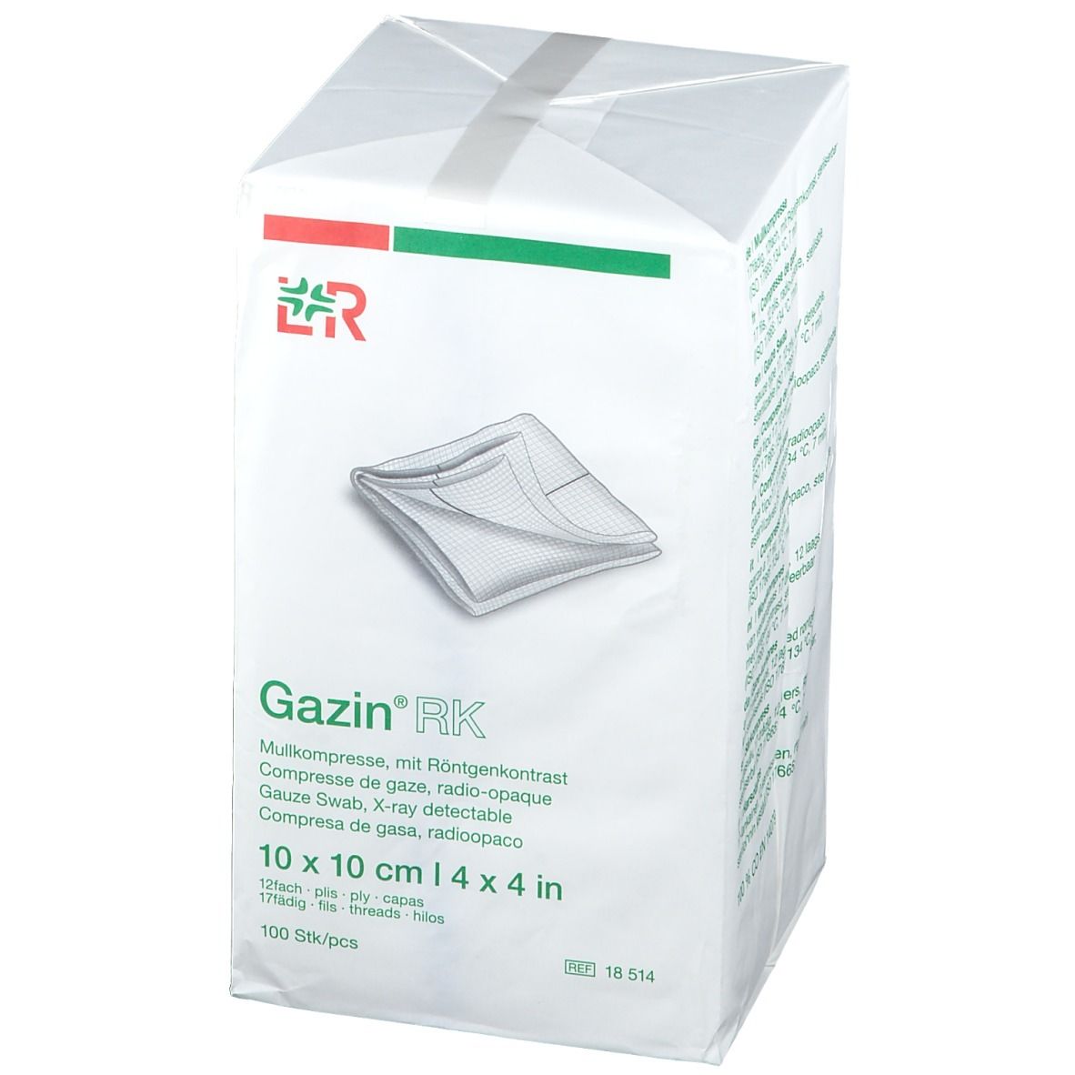 Gazin® Mullkompresse 10 cm x 10 cm unsteril 12 lagig