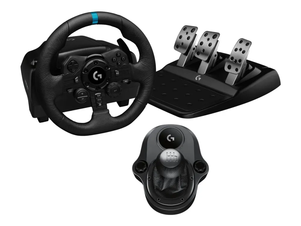Logitech G G923 - Sæt med rat, pedaler og håndtag til gearskifte - kablet - for PC, Sony PlayStation 4, Sony PlayStation 5