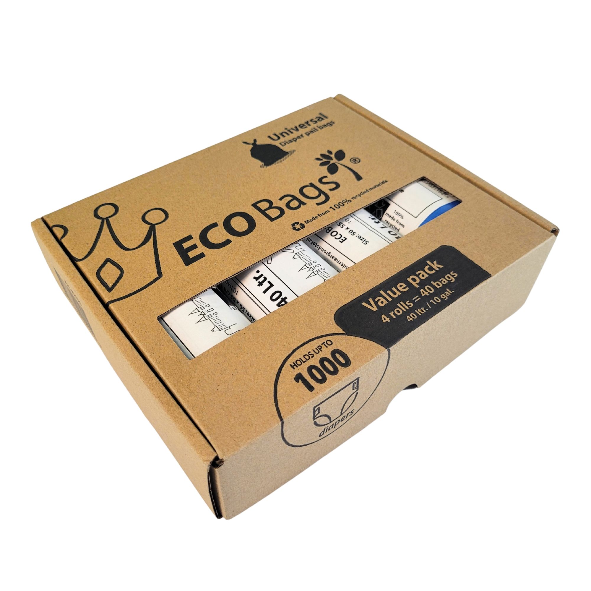 Diaper Champ ECO Bags – Umweltfreundliche Müllbeutel aus 100% recyceltem Material - 40 Liter