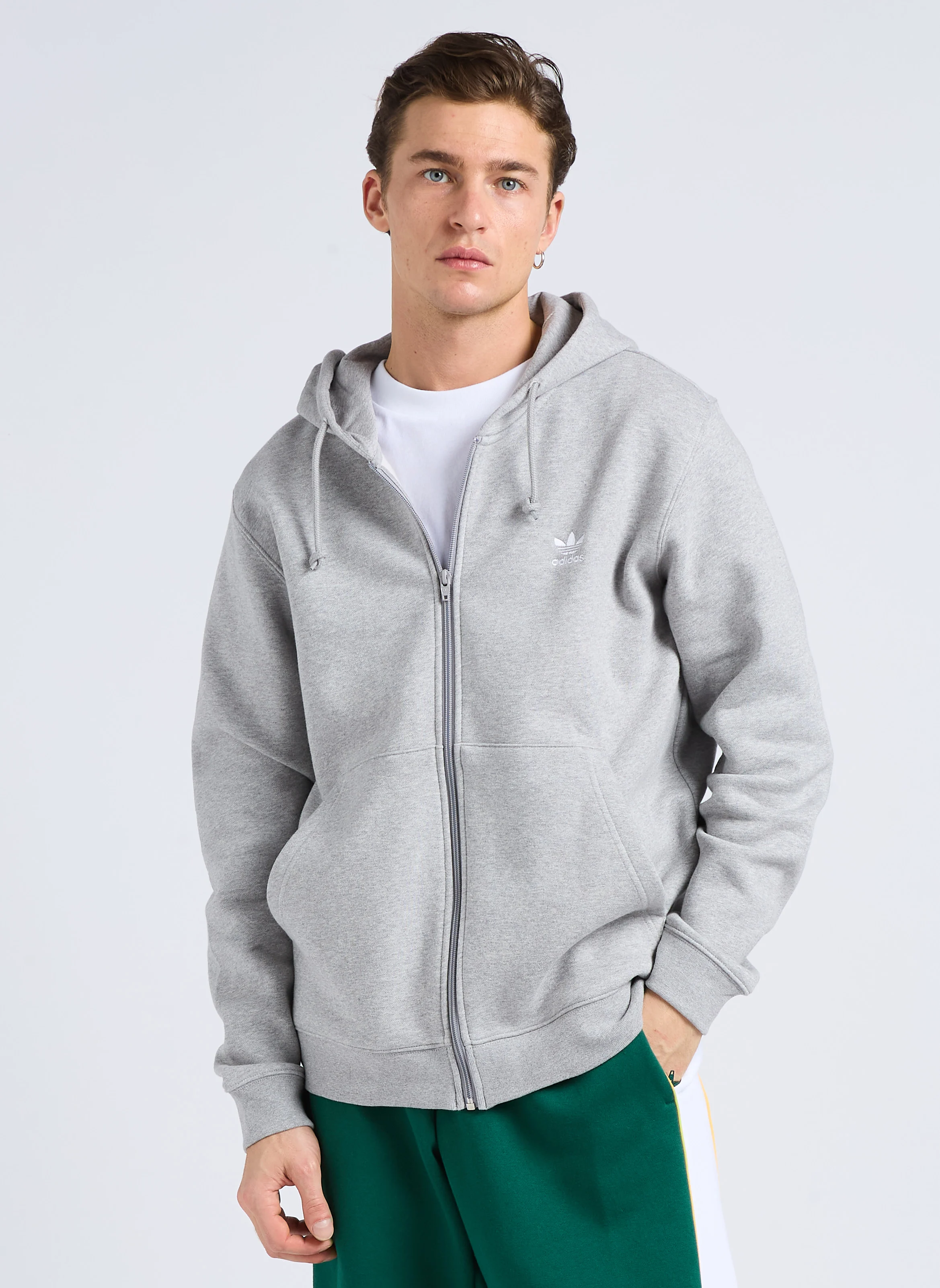 Sweat à capuche molletonné en coton mélangé | Gris