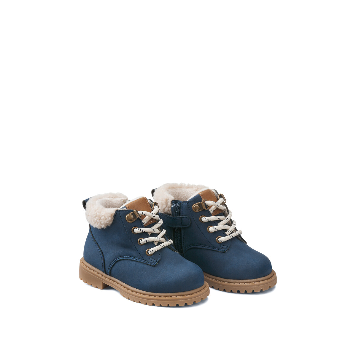 COLEÇÃO LA REDOUTE<br>Botas de cano curto com zíper e cadarço, forradas com lã polar