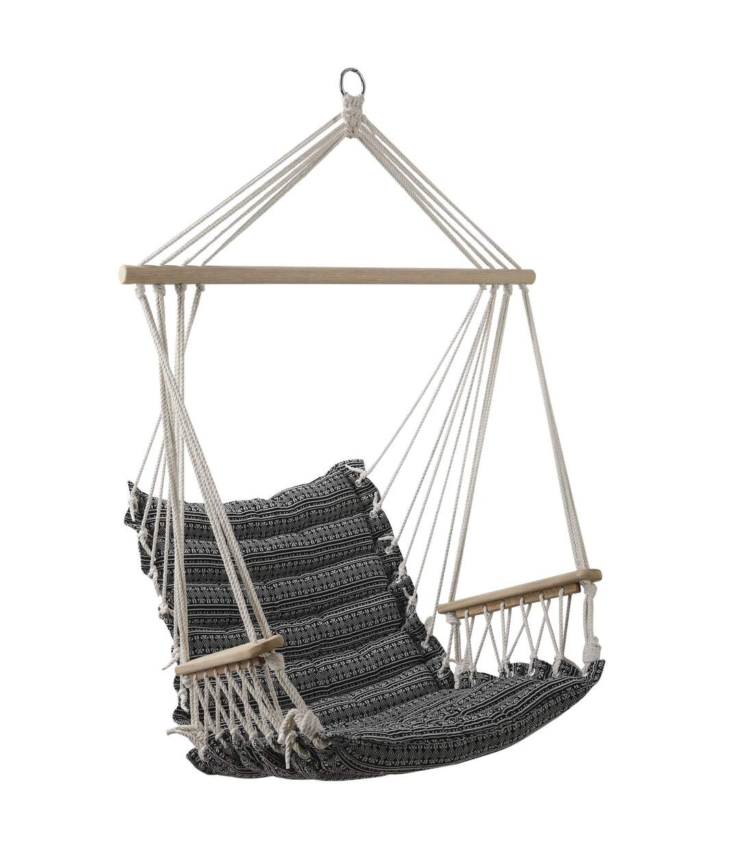 Hamac chaise design ethnique Jinja - L. 90 x H. 65 cm - Noir