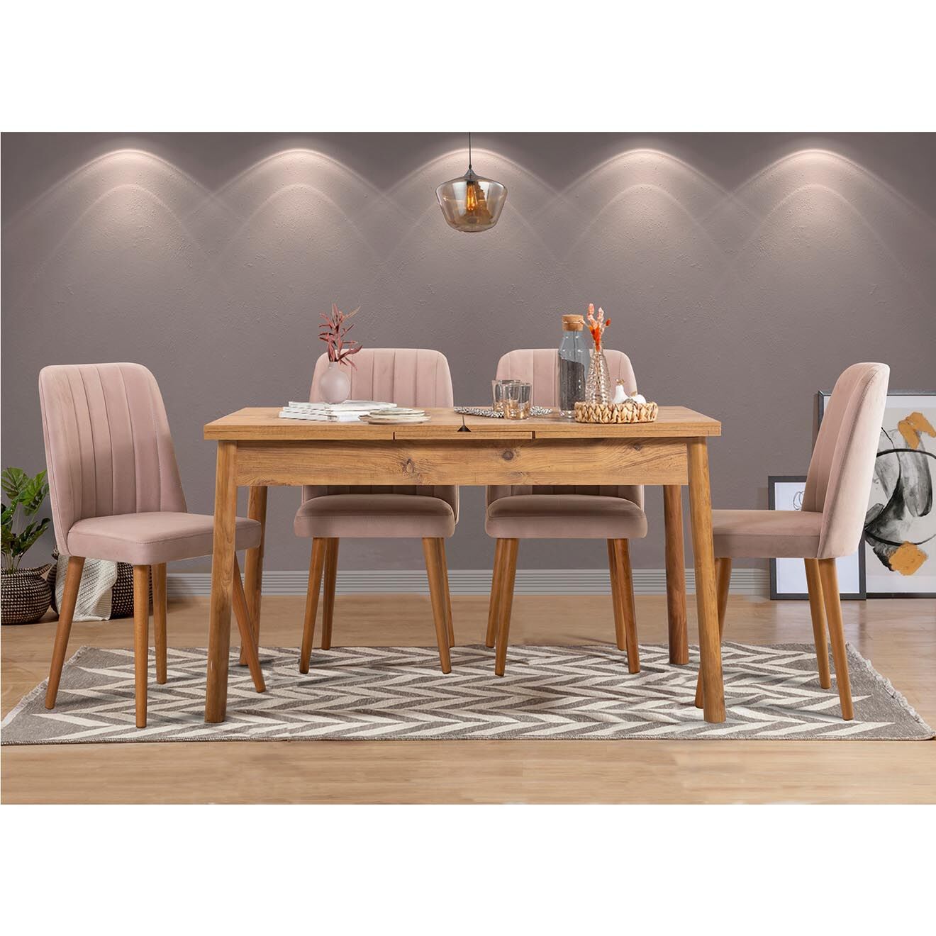Homitis Ensemble Table + 4 Chaises Santiago 0900 beige/gris