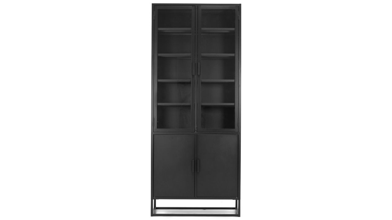 Vitrinekast Hoog Zwart SL-51.012 Level B80 x D40 x H190 cm